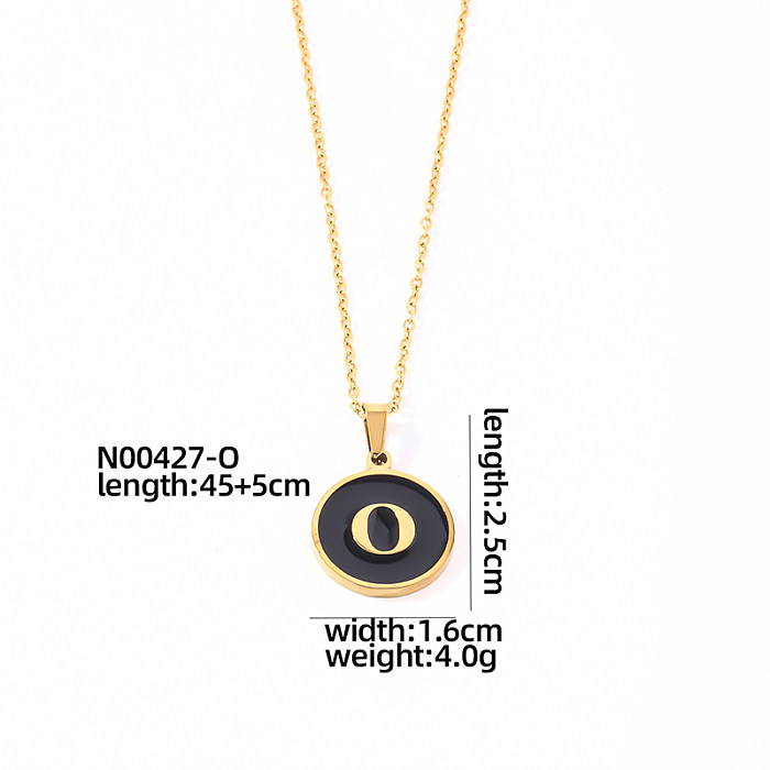Simple Style Round Letter Stainless Steel  Gold Plated Shell Pendant Necklace In Bulk