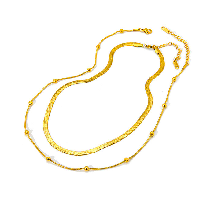 Simple Style Solid Color Stainless Steel  18K Gold Plated Necklace In Bulk