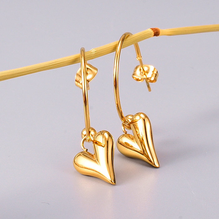 Simple Style Heart Shape Stainless Steel Earrings Plating Stainless Steel  Earrings