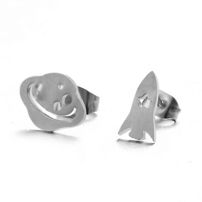 Boucles d'oreilles simples de forme géométrique en acier inoxydable, vente en gros