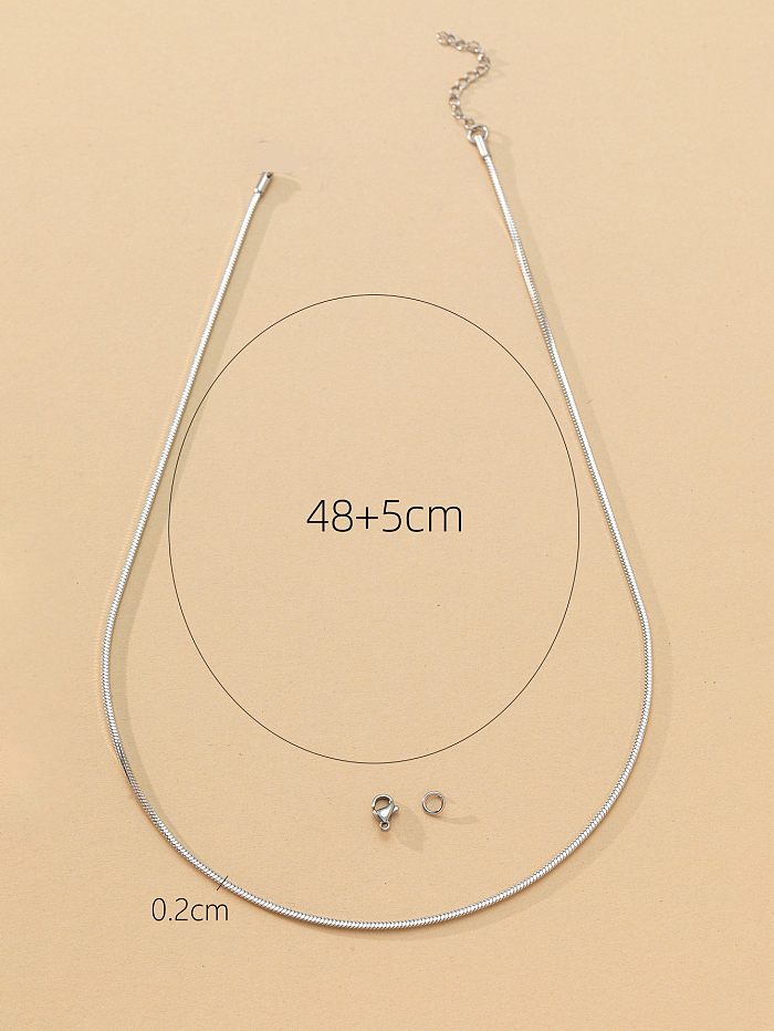 Simple Style Solid Color Stainless Steel  Necklace In Bulk