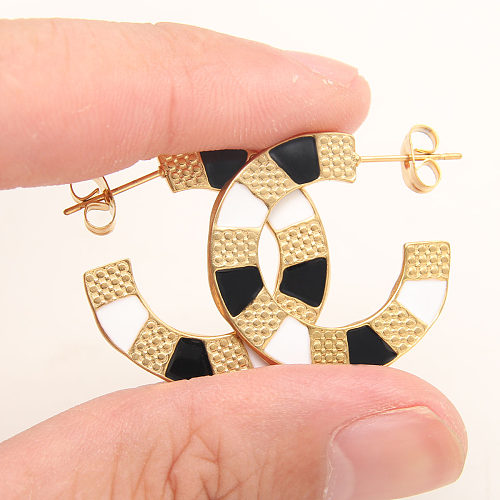 1 Pair IG Style Round Stainless Steel  Earrings