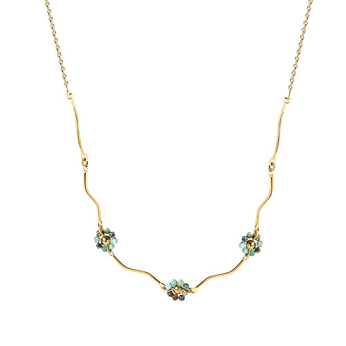 Simple Style Flower Arylic Stainless Steel Plating 14K Gold Plated Necklace