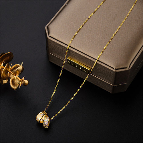 Simple Style Circle Stainless Steel Inlay Rhinestones Necklace