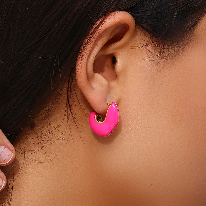 Fashion Geometric Stainless Steel  Enamel Earrings 1 Pair