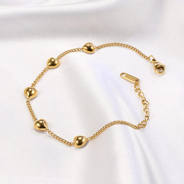 Bracelets de Zircon d'incrustation de placage d'acier de titane de forme de coeur de style simple
