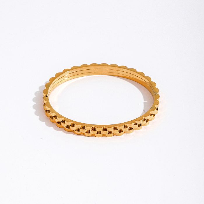 Simple Style Solid Color Stainless Steel 18K Gold Plated Cuff Bracelets