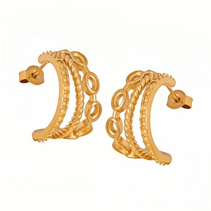 1 Pair Elegant Simple Style Geometric Plating Stainless Steel  18K Gold Plated Earrings