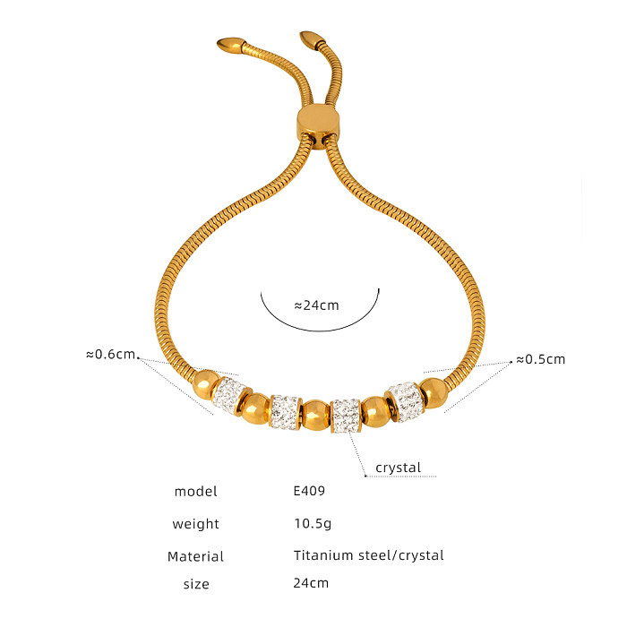 Tropical Heart Shape Titanium Steel Plating Zircon 18K Gold Plated Bracelets