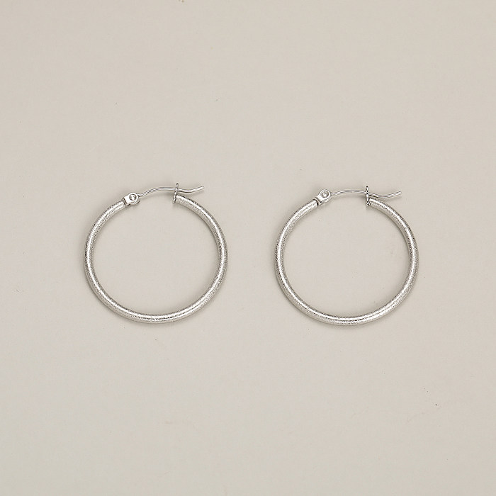 1 Pair Casual Vacation Simple Style Circle Plating Stainless Steel  18K Gold Plated White Gold Plated Hoop Earrings