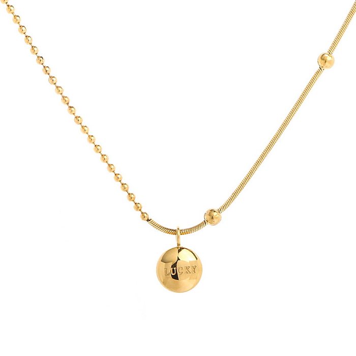 IG Style Simple Style Letter Ball Stainless Steel Plating 18K Gold Plated Pendant Necklace