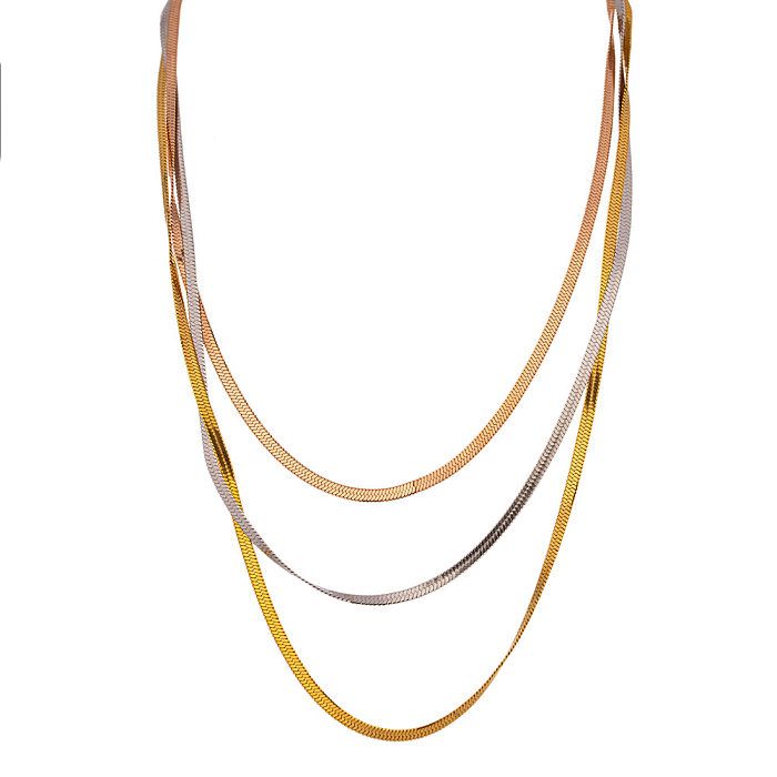 Collar chapado en oro de 18 quilates con revestimiento de acero inoxidable de color sólido de estilo vintage