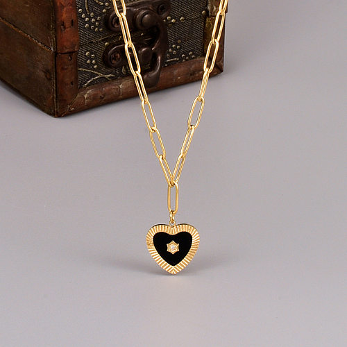Collier pendentif décontracté en forme de cœur en acier inoxydable plaqué or 18 carats en vrac