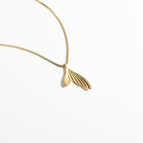 Commute Fish Tail Stainless Steel Plating Gold Plated Pendant Necklace