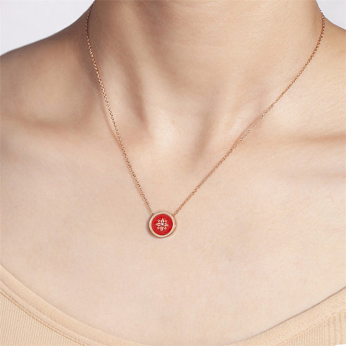 Collier pendentif en acier inoxydable, étoile octogonale de Style Simple, placage de polissage, incrustation de diamant plaqué or Rose