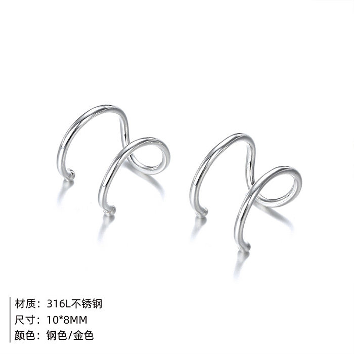 Stainless Steel  Double-layer Unisex Simple Fashion Gold-plated Non-pierced Earrings