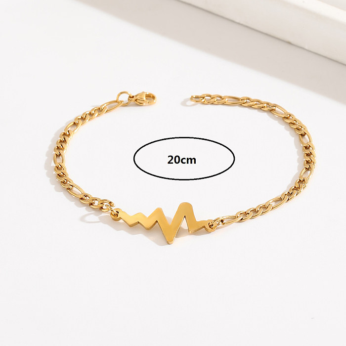 Bracelets plaqués or 18 carats en acier inoxydable avec papillon d'électrocardiogramme de style simple et doux