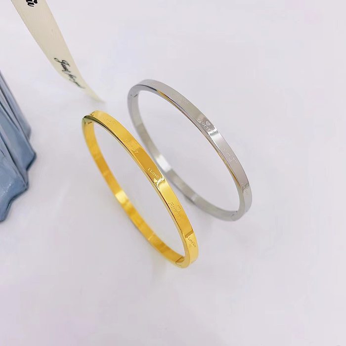 Simple Style Solid Color Titanium Steel Plating Gold Plated Bangle