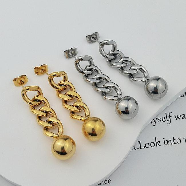 1 paire de boucles d'oreilles pendantes en acier inoxydable, Style Vintage, placage de couleur unie