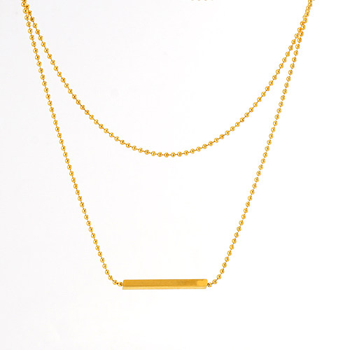 Einfache, mehrschichtige Halsketten aus einfarbigem Edelstahl mit 18-Karat-Vergoldung