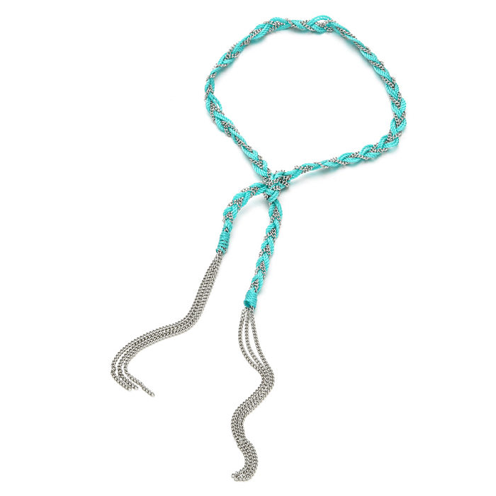 Ethnic Style Twist Stainless Steel  Rope Necklace In Bulk