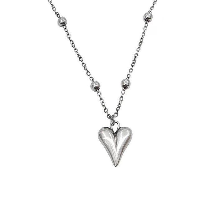 Simple Style Heart Shape Stainless Steel Polishing Pendant Necklace