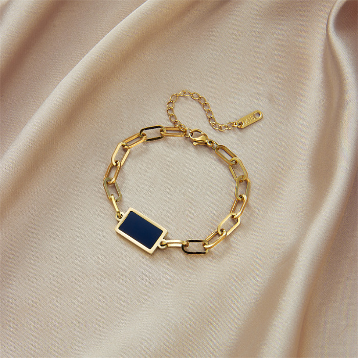 Bracelets plaqués or 18 carats, chaîne rétro en acier titane de couleur unie, vente en gros