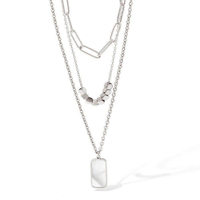 Wholesale Simple Style Square Stainless Steel  Stainless Steel Pendant Necklace