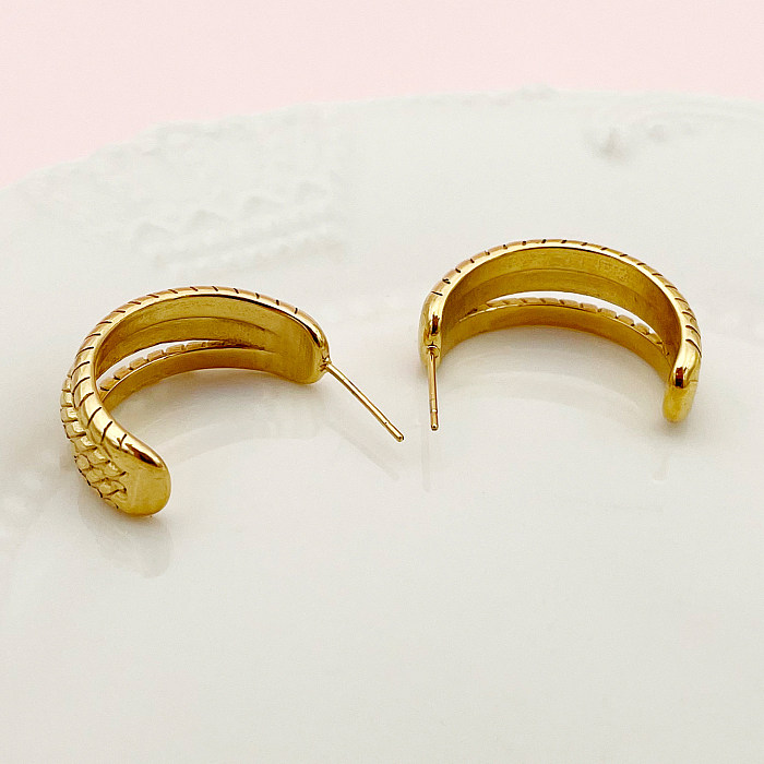 1 Pair Simple Style Commute C Shape Twist Plating Stainless Steel  Gold Plated Ear Studs