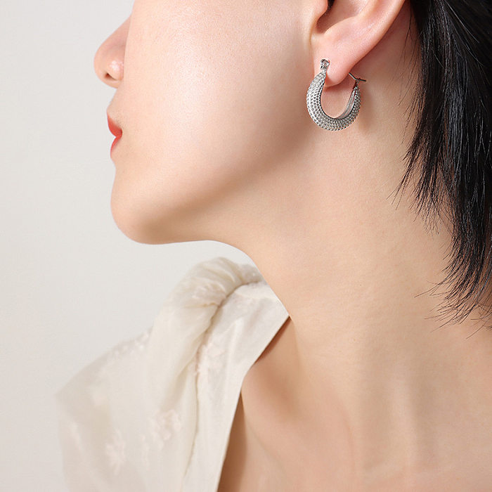 Boucles d'oreilles rétro en forme de U en acier inoxydable, boucles d'oreilles en métal en acier inoxydable