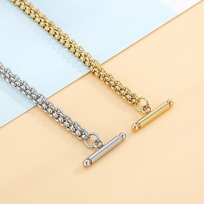 Stainless Steel Heart-shaped Rose Cross Pendant OT Buckle Double-layer Bracelet Wholesale Jewelry jewelry
