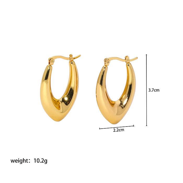 1 paire de boucles d'oreilles en acier inoxydable plaqué or 18 carats, Style classique et Simple, en forme de U