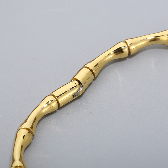1 pièce de bracelet de placage en acier titane à joint en bambou à la mode