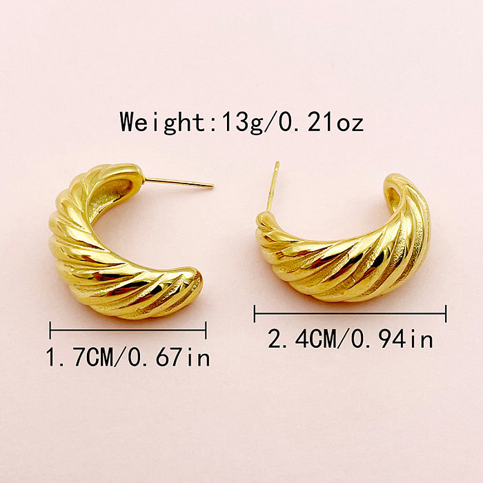 1 Pair Elegant Vintage Style Simple Style Spiral Stripe Plating Stainless Steel  Gold Plated Ear Studs