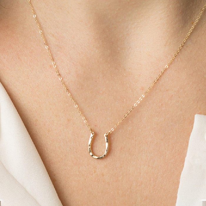 Fashion U-shaped Letter Pendant Stainless Steel  Necklace