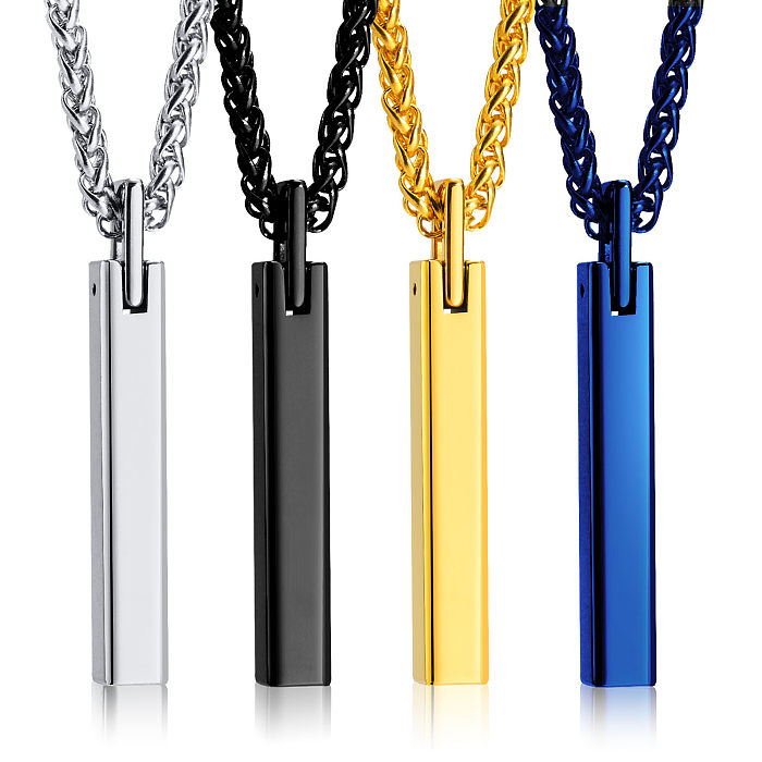 Simple Style Solid Color Tungsten Steel Pendant Necklace Plating Stainless Steel  Necklaces