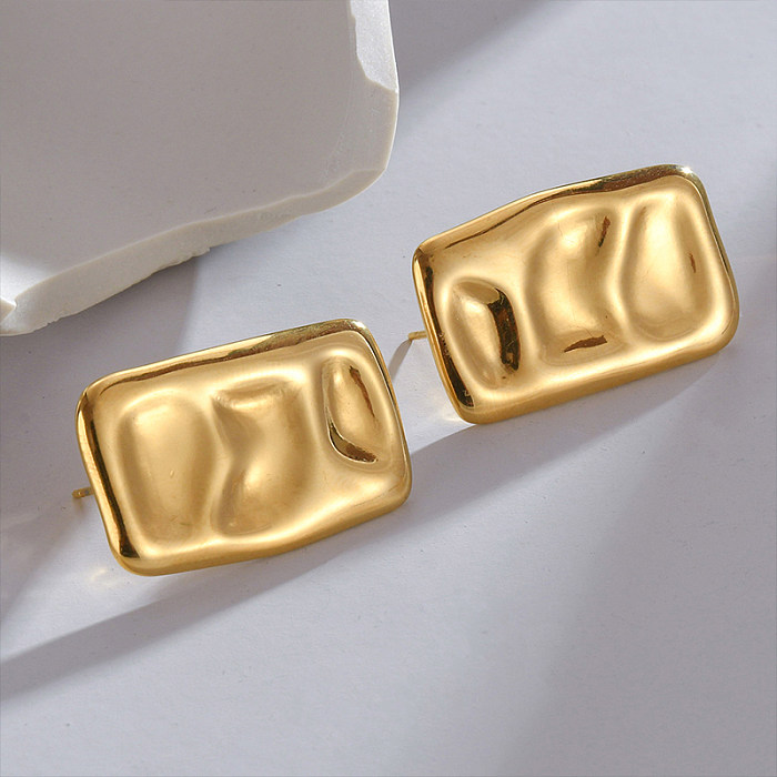 1 Pair Commute Solid Color Plating Stainless Steel  18K Gold Plated Ear Studs