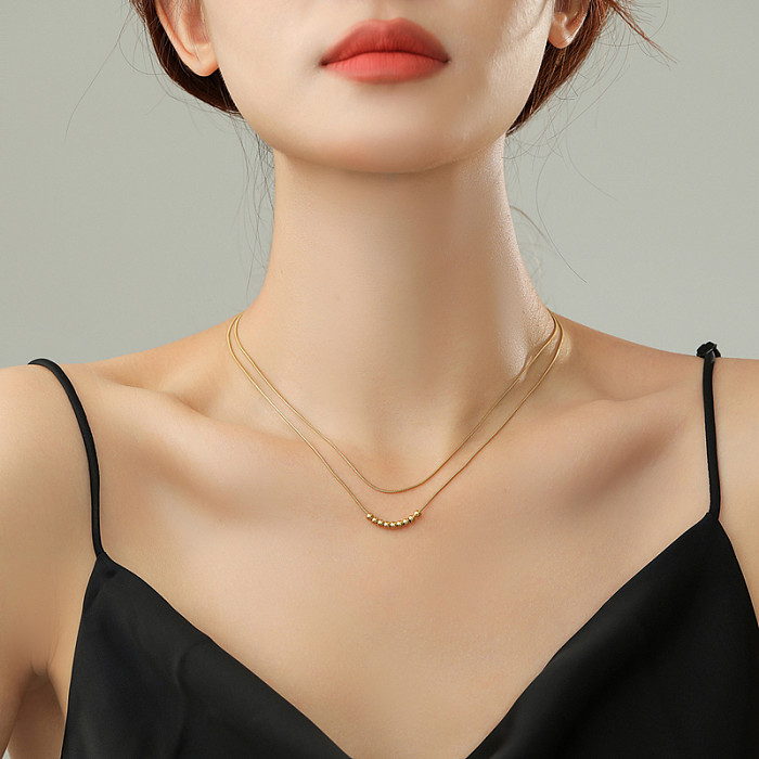 Simple Style Solid Color Stainless Steel Plating Layered Necklaces 1 Piece
