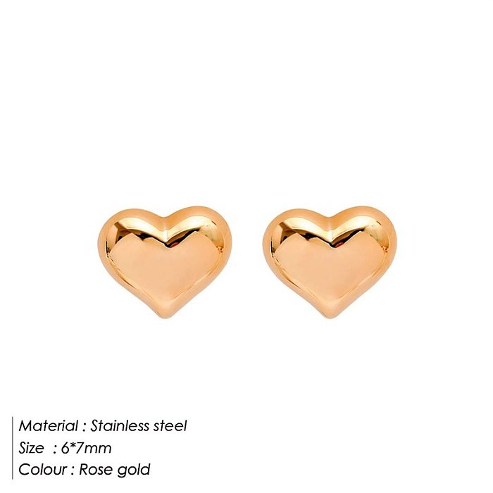 Fashion Heart Shape Stainless Steel  Plating Ear Studs 1 Pair