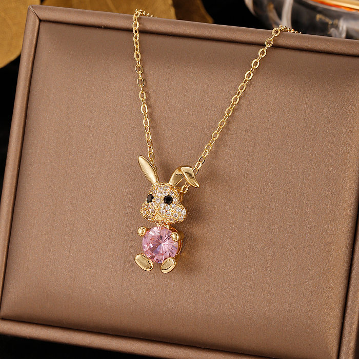 Elegant Heart Shape Butterfly Stainless Steel  Tassel Plating Inlay Artificial Pearls Zircon Pendant Necklace