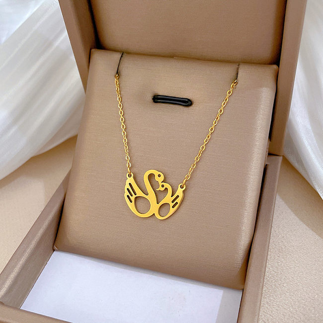 Simple Style Swan Stainless Steel Plating Hollow Out Necklace 1 Piece