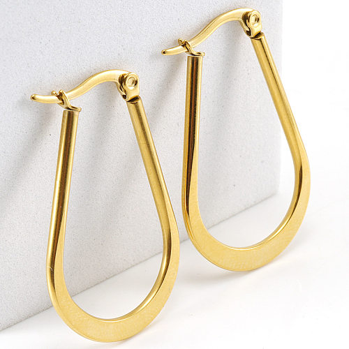 Simple Style Geometric Stainless Steel Hoop Earrings Plating Metal Stainless Steel  Earrings
