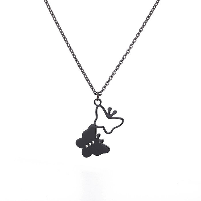1 Piece Simple Style Heart Shape Butterfly Stainless Steel  Plating Pendant Necklace