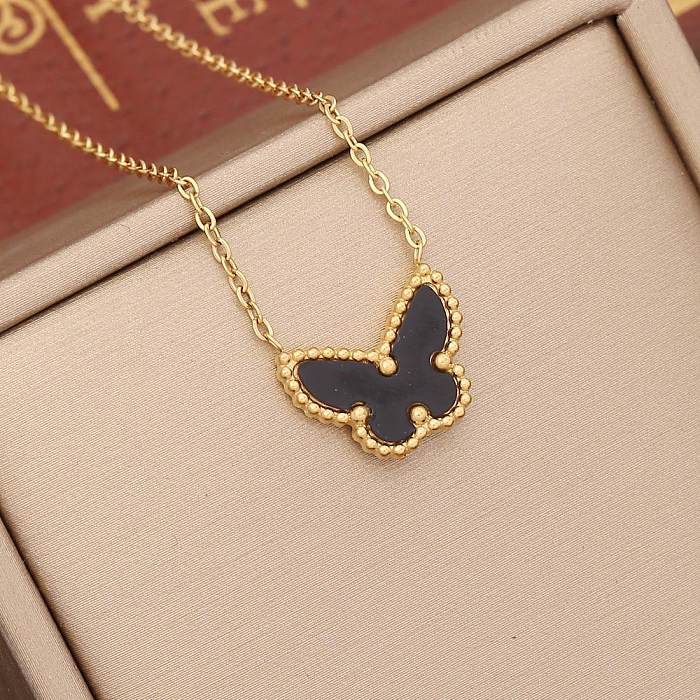 Lady Classic Style Butterfly Stainless Steel  Plating Pendant Necklace