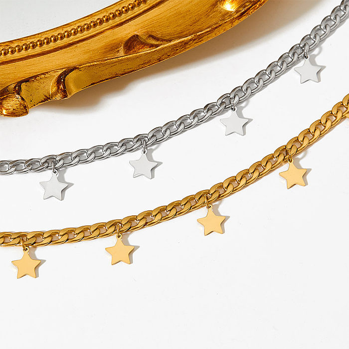Schlichte Stern-Halskette mit Edelstahlbeschichtung, 1 Stück
