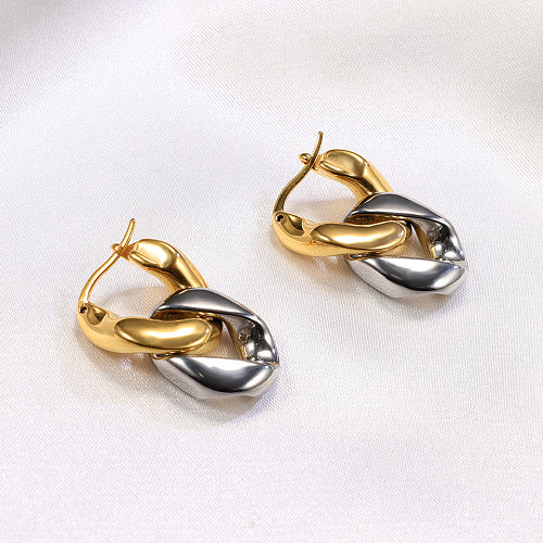 1 paire de boucles d'oreilles pendantes en acier inoxydable plaqué or, Style Simple, bloc de couleur plaqué