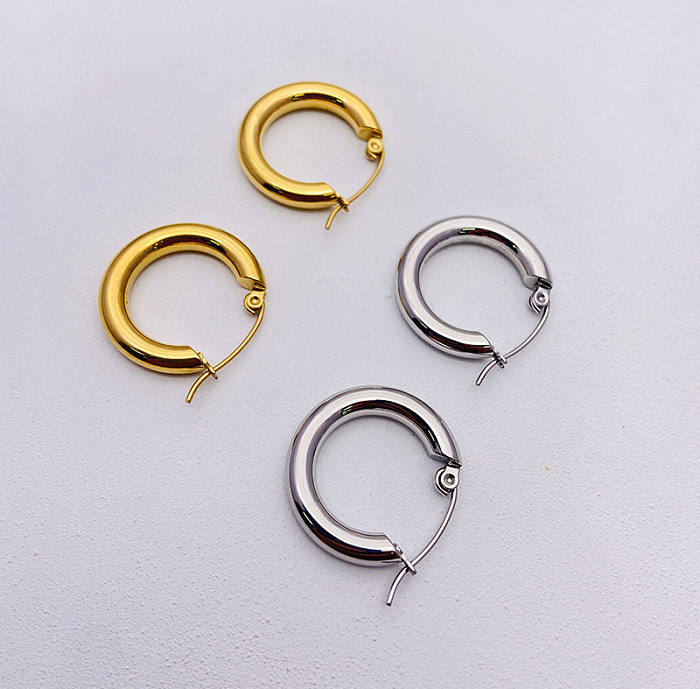 1 Pair Fashion Circle Stainless Steel Plating Hoop Earrings