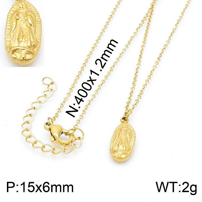 Sweet Human Virgin Mary Stainless Steel  Plating Pendant Necklace 1 Piece