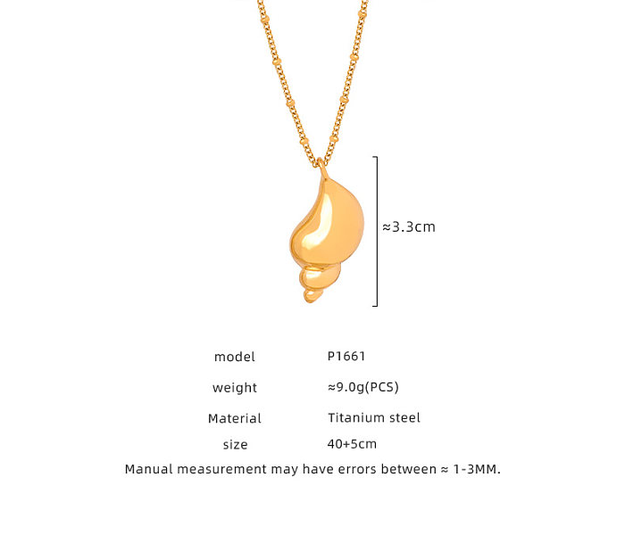 Modern Style Conch Stainless Steel Plating 18K Gold Plated Pendant Necklace