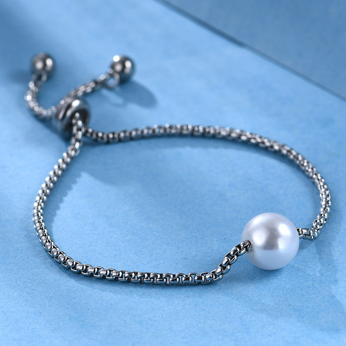 Pulsera ajustable de perlas de acero titanio de nuevo estilo
